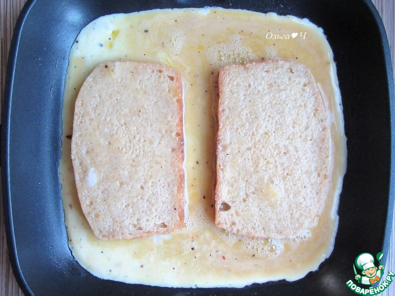 Двойной сэндвич к завтраку на сковороде