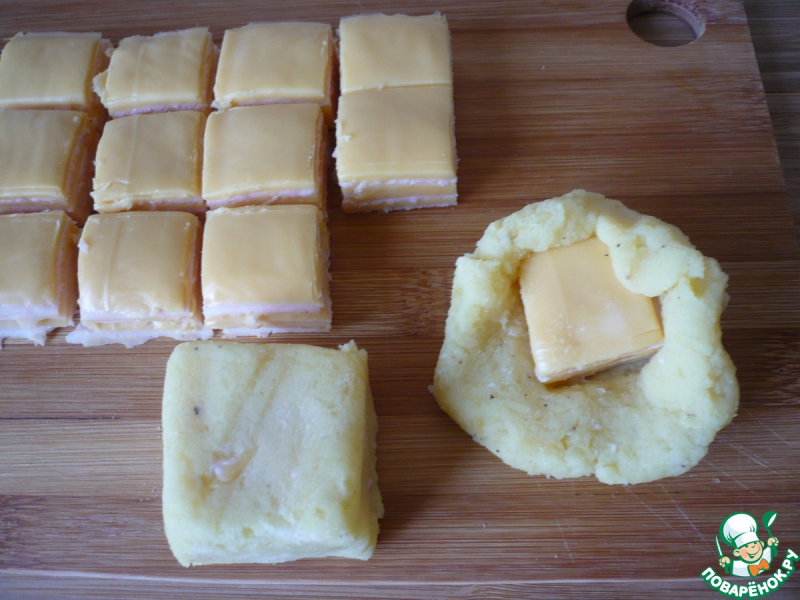Кубики ветчины и сыра для перекуса