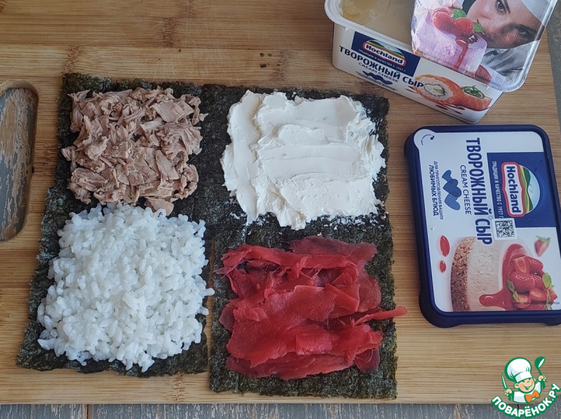 Суши-сэндвич с тунцом и имбирём