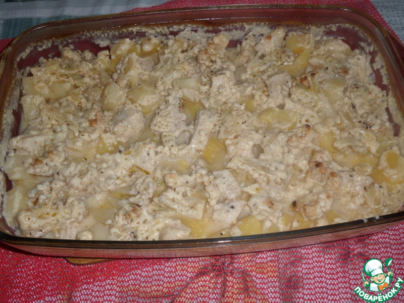 Запеканка с овощами и курицей